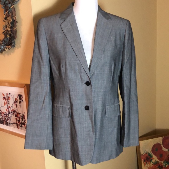 RALPH LAUREN Size 8 P Longline Blazer Wool blend Soft Gray 2-Button $189 NEW - Picture 3 of 13
